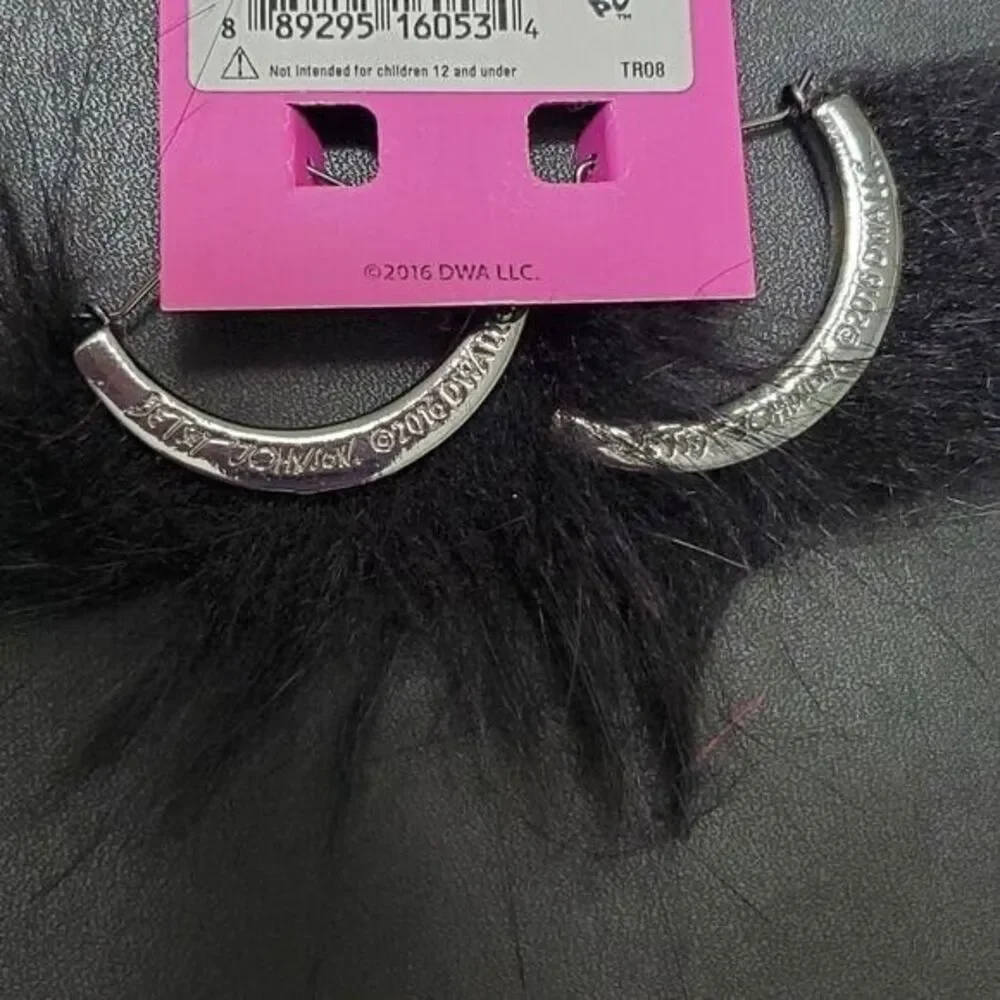 Betsey Johnson Trolls black fuzzy earrings
